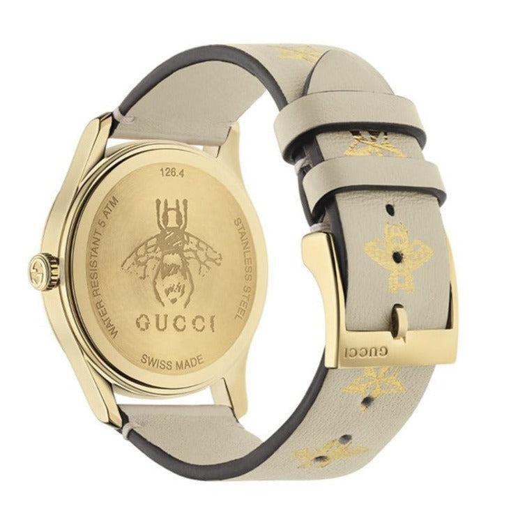 Gucci G Timeless White Dial White Leather Strap Watch For Women - YA1264096