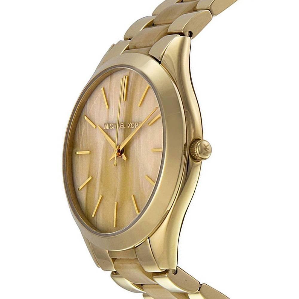 Michael Kors Slim Runway Gold Dial Two Tone Gold Strap Watch for Women - MK4285