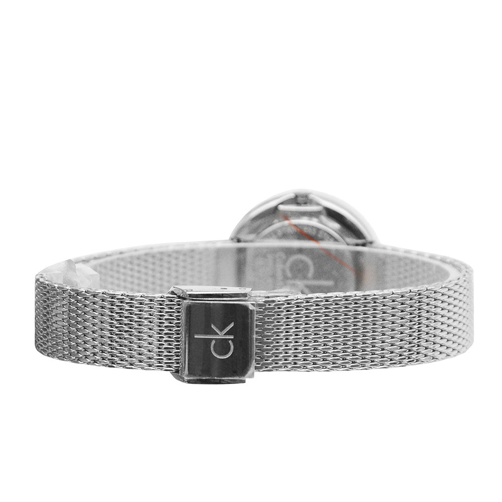 Calvin Klein Firm Black Dial Silver Mesh Bracelet Watch for Women - K3N23121