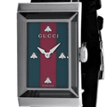 Gucci G Frame Two Tone Mother of Pearl Dial Black Leather Strap Watch For Women - YA147403