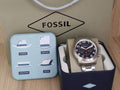 Fossil Pilot 54 Chronograph Navy Blue Dial Silver Steel Strap Watch for Men - FS5203