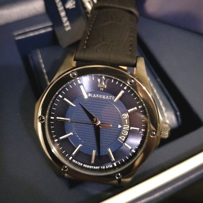 Maserati Circuito Blue Dial Black Leather Strap Watch For Men - R8851127002