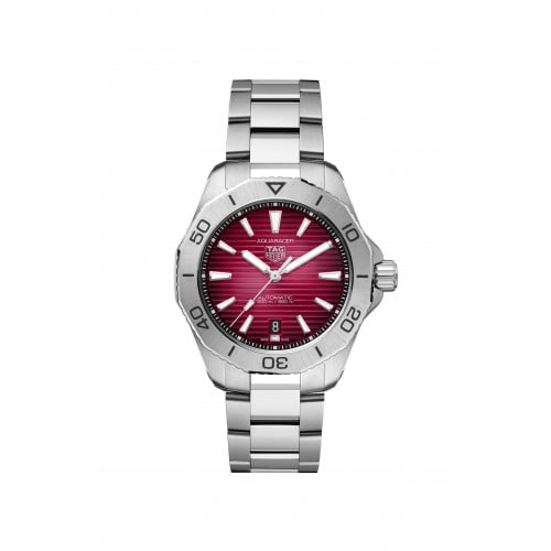 Tag Heuer Aquaracer Professional 200 Automatic Red Dial Silver Steel Strap Watch for Men - WBP2114.BA0627