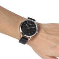 Calvin Klein Even Black Dial Black Leather Strap Watch for Women - K7B231C1