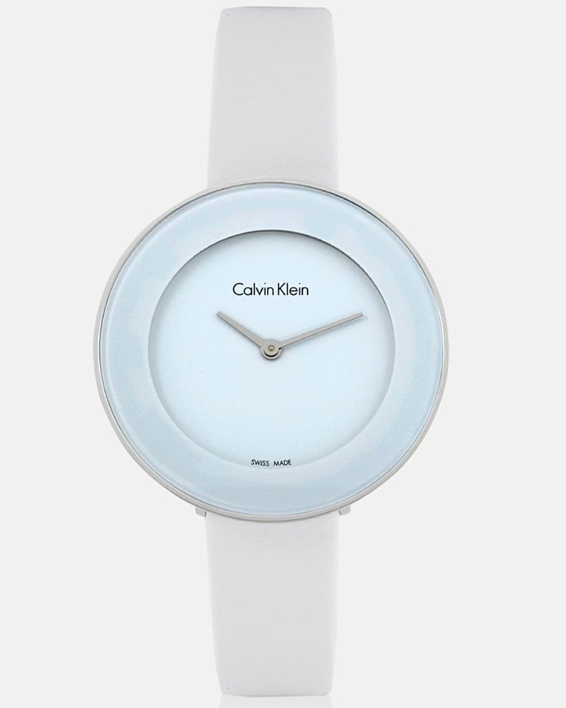 Calvin Klein Chic White Dial White Leather Strap Watch for Women - K7N23TK2