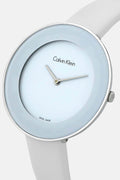 Calvin Klein Chic White Dial White Leather Strap Watch for Women - K7N23TK2