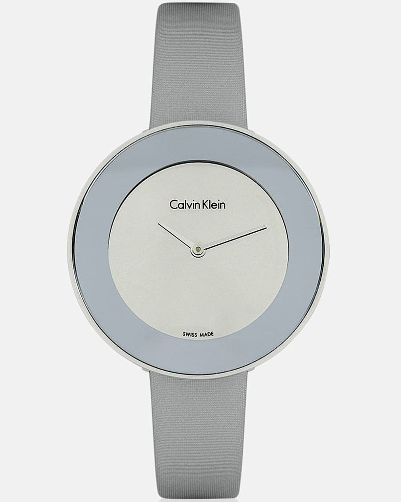 Calvin Klein Chic Silver Dial White Leather Strap Watch for Women - K7N23UP8