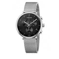 Calvin Klein High Noon Chronograph Black Dial Silver Mesh Bracelet Watch for Men - K8M27121