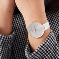 Calvin Klein Full Moon White Dial White Leather Strap Watch for Women - K8Y236L6