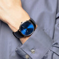 Calvin Klein High Noon Quartz Blue Dial Black Leather Strap Watch for Men - K8M211CN