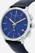 Calvin Klein Chronograph Blue Dial Black Leather Strap Watch for Men - K8Q371CN