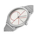 Calvin Klein Minimal White Dial Silver Mesh Bracelet Watch for Women - K3M52152