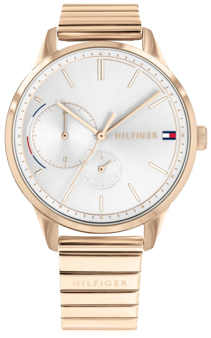 Tommy Hilfiger Brooke Silver Dial Rose Gold Steel Strap Watch for Women - 1782021