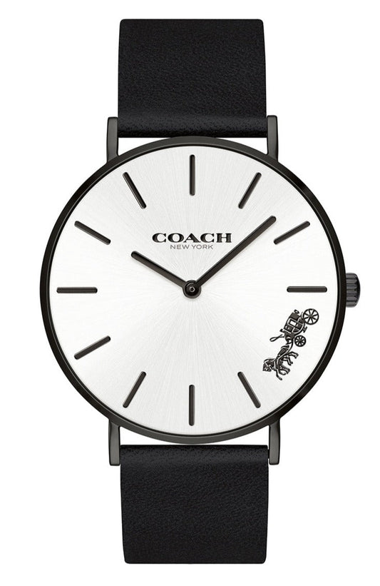 Coach Perry White Dial Black Leather Strap Watch for Women - 14503115