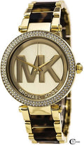 Michael Kors Parker Chronograph Gold Dial Two Tone Steel Strap Watch for Women - MK6109