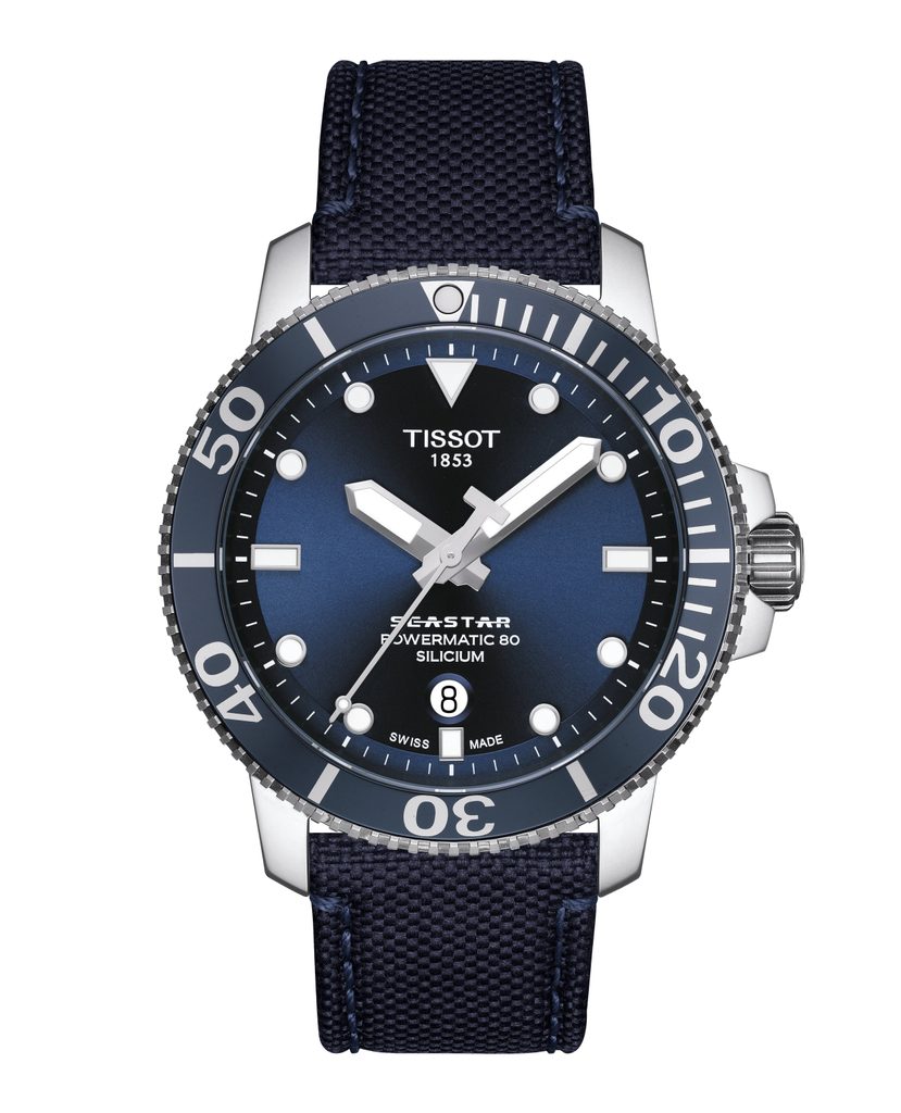 Tissot Seastar 1000 Powermatic 80 Silicium Blue Dial Nylon Strap Watch For Men - T120.407.17.041.01