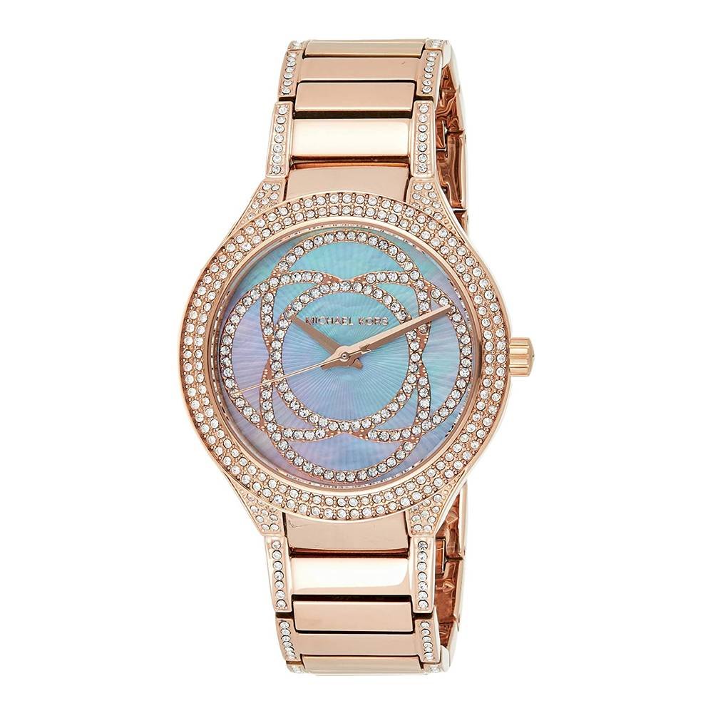 Michael Kors Kerry Purple Dial Rose Gold Stainless Steel Strap Watch for Women - MK3482