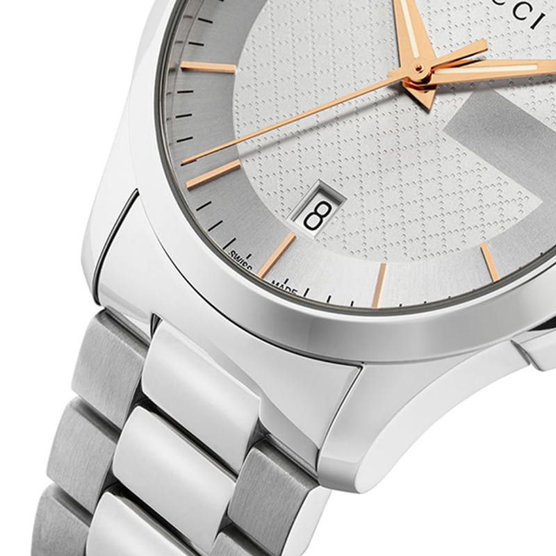 Gucci G Timeless Quartz Silver Dial Silver Steel Strap Unisex Watch - YA126442