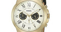 Fossil Grant Chronograph White Dial Black Leather Strap Watch for Men - FS5272