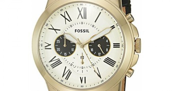 Fossil Grant Chronograph White Dial Black Leather Strap Watch for Men - FS5272