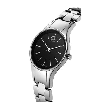 Calvin Klein Simplicity Black Dial Silver Steel Strap Watch for Women - K4323130