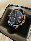 Fossil Grant Sport Chronograph Blue Dial Blue Leather Strap Watch for Men - FS5237