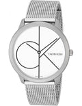 Calvin Klein Minimal White Dial Silver Mesh Bracelet Watch for Men - K3M5115X