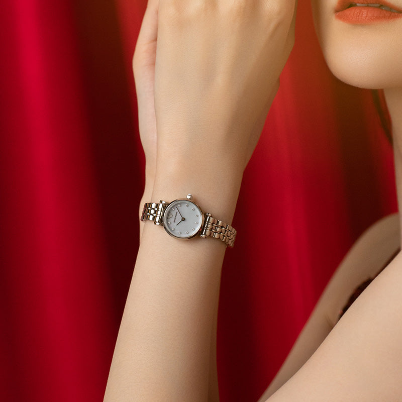 Emporio Armani Gianni T Bar Blue Dial Silver Steel Strap Watch For Women - AR1961
