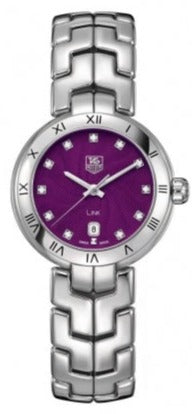 Tag Heuer Link Diamonds Purple Dial Silver Steel Strap Watch for Women - WAT1418.BA0954