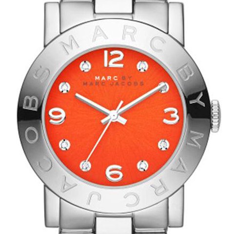 Marc Jacobs Marc Amy Red Dial Silver Stainless Steel Strap Watch for Women - MBM3302