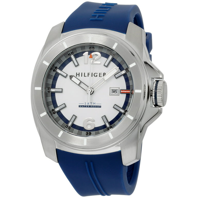 Tommy Hilfiger Windsurf White Dial Blue Rubber Strap Watch for Men - 1791113