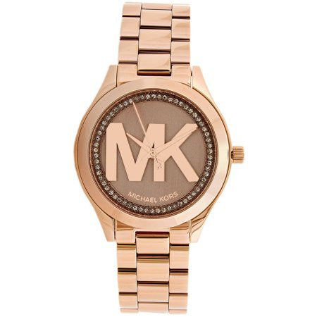 Michael Kors Slim Runway Rose Gold Dial Rose Gold Steel Strap Watch for Women - MK3549