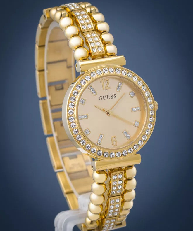 Guess Gala Diamonds Gold Dial Gold Steel Strap Watch for Women - GW0401L2