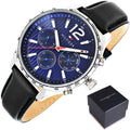 Tommy Hilfiger Gavin Blue Dial Blue Leather Strap Watch for Men - 1791468