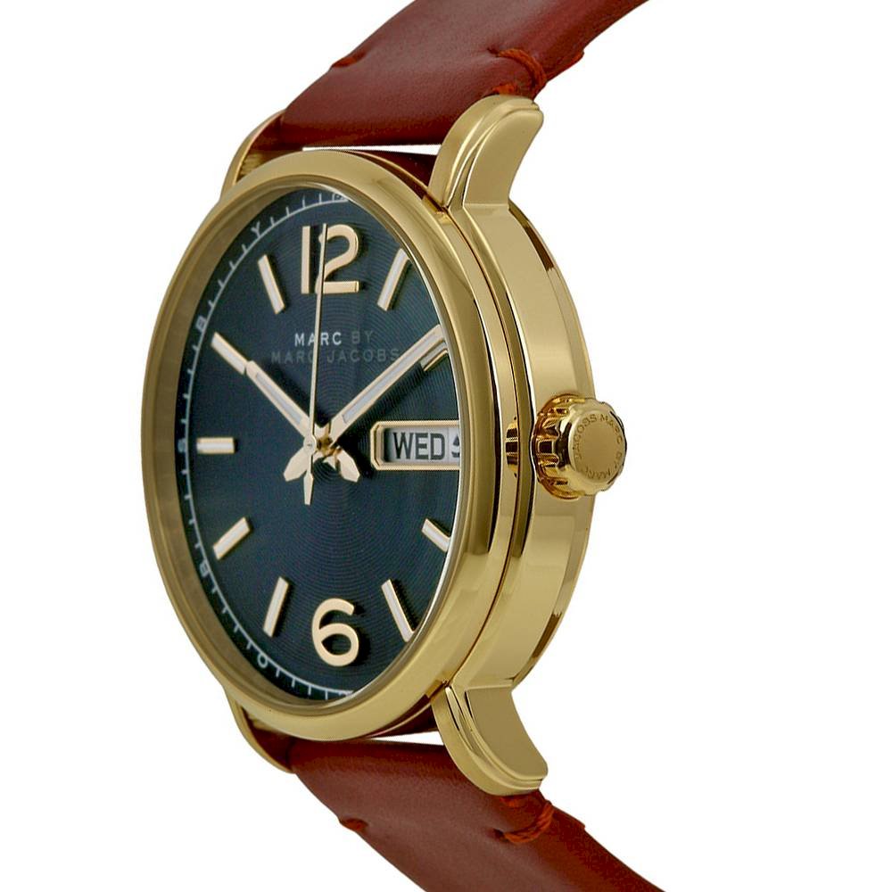 Marc Jacobs Marc Fergus Green Dial Brown Leather Strap Watch for Men - MBM5077