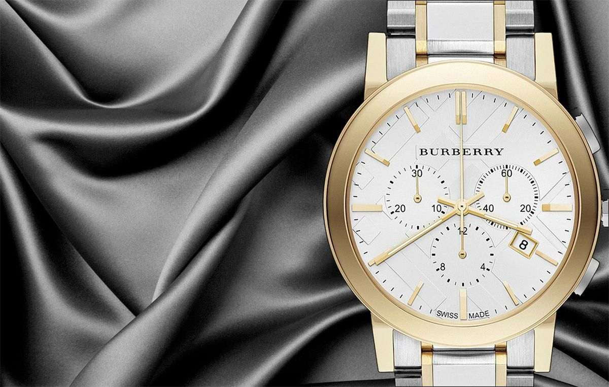 Burberry The City White Dial Two Tone Steel Strap Watch for Men - BU9751