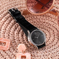 Calvin Klein Skirt Black Dial Black Leather Strap Watch for Women  - K2U231C1