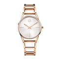 Calvin Klein Stately White Dial Rose Gold Steel Strap Watch for Women - K3G23626