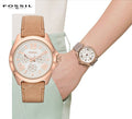 Fossil Cecile White Dial Orange Leather Strap Watch for Women - AM4532