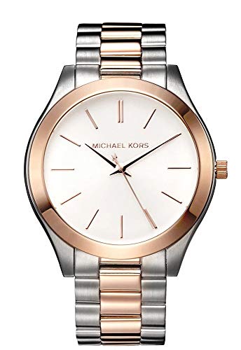 Michael Kors Slim Runway White Dial Two Tone Watch for Women - MK3204B