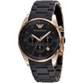 Emporio Armani Sportivo Chronograph Black Dial Black Steel Strap Watch For Men - AR5905