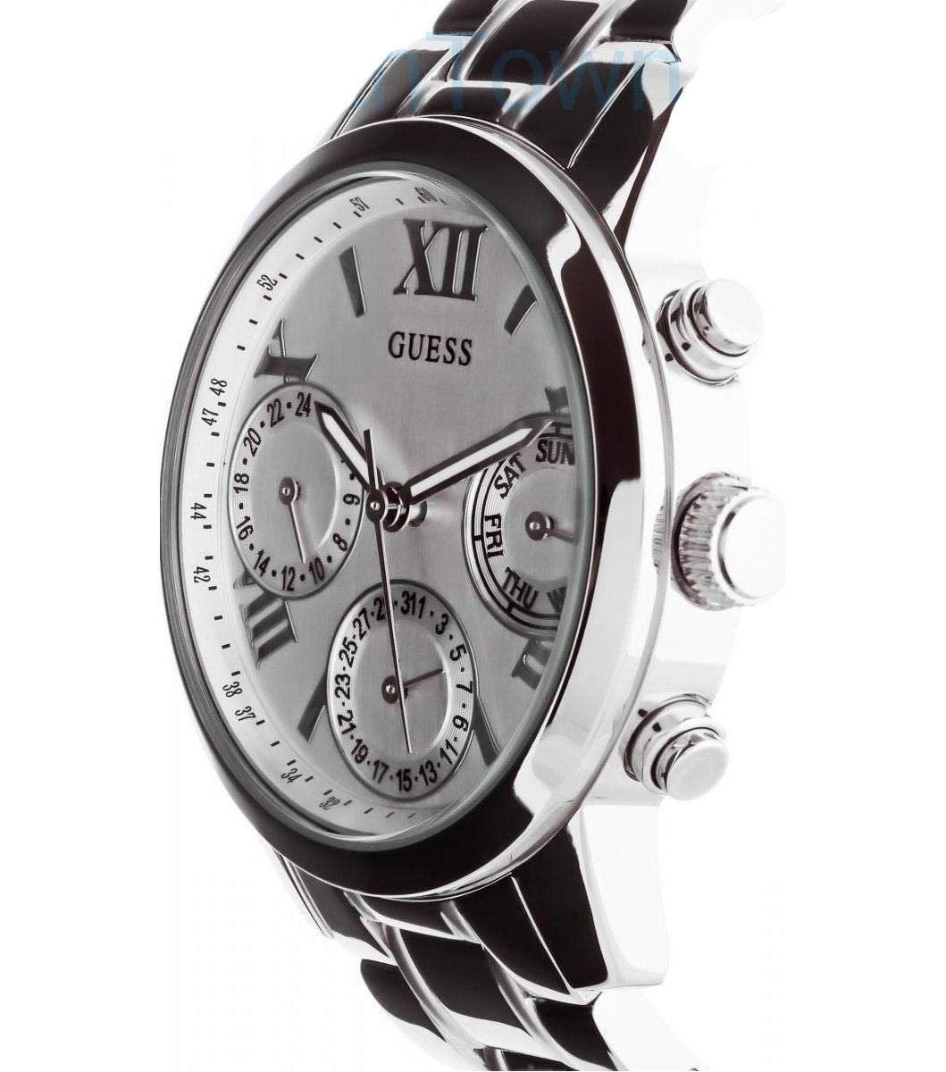 Guess Mini Sunrise Silver Dial Silver Steel Strap Watch For Women - W0448L1