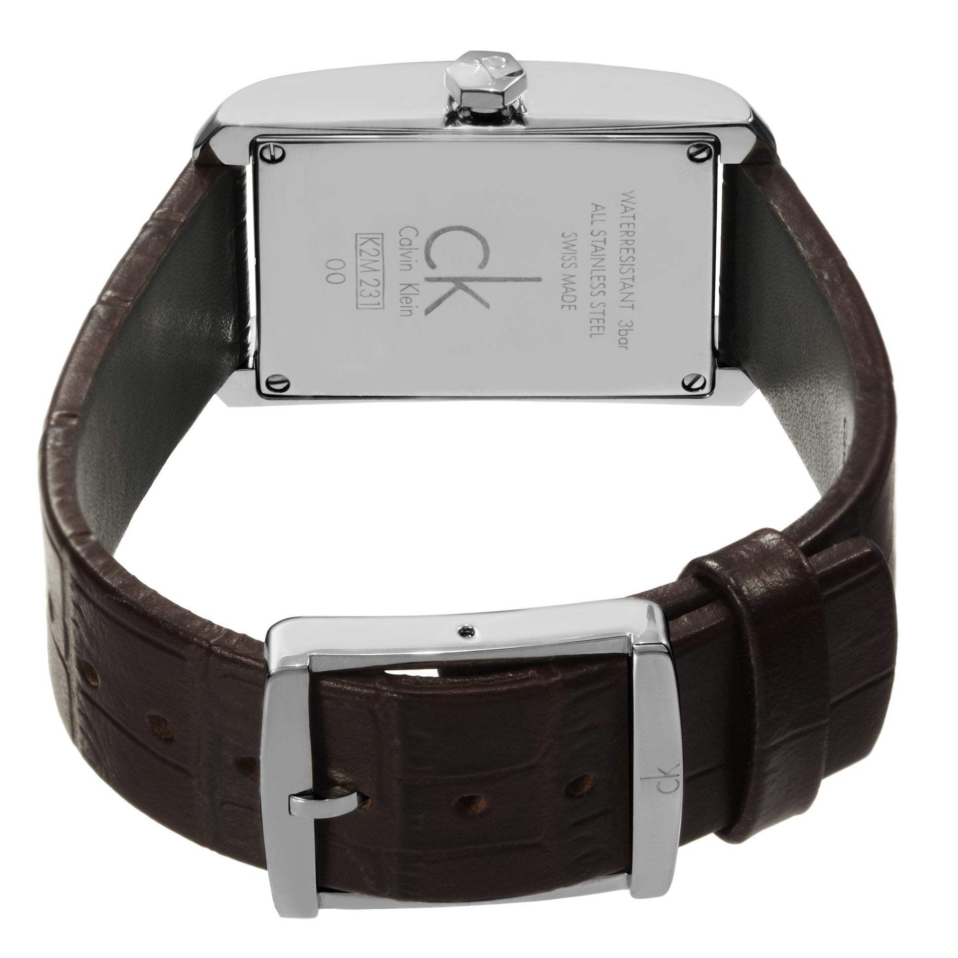 Calvin Klein Window Silver Dial Brown Leather Strap Watch for Women - K2M23126