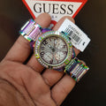 Guess Lady Frontier Diamonds Silver Dial Multicolor Steel Strap Watch for Women - GW0044L1