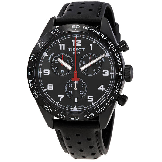 Tissot T Sport PRS 516 Chronograph Black Dial Black Leather Strap Watch for Men - T131.617.36.051.00