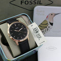 Fossil The Minimalist Black Dial Black Leather Strap Watch for Men - FS5376