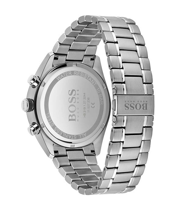 Hugo Boss Champion Black Dial Silver Steel Strap Watch for Men - 1513871