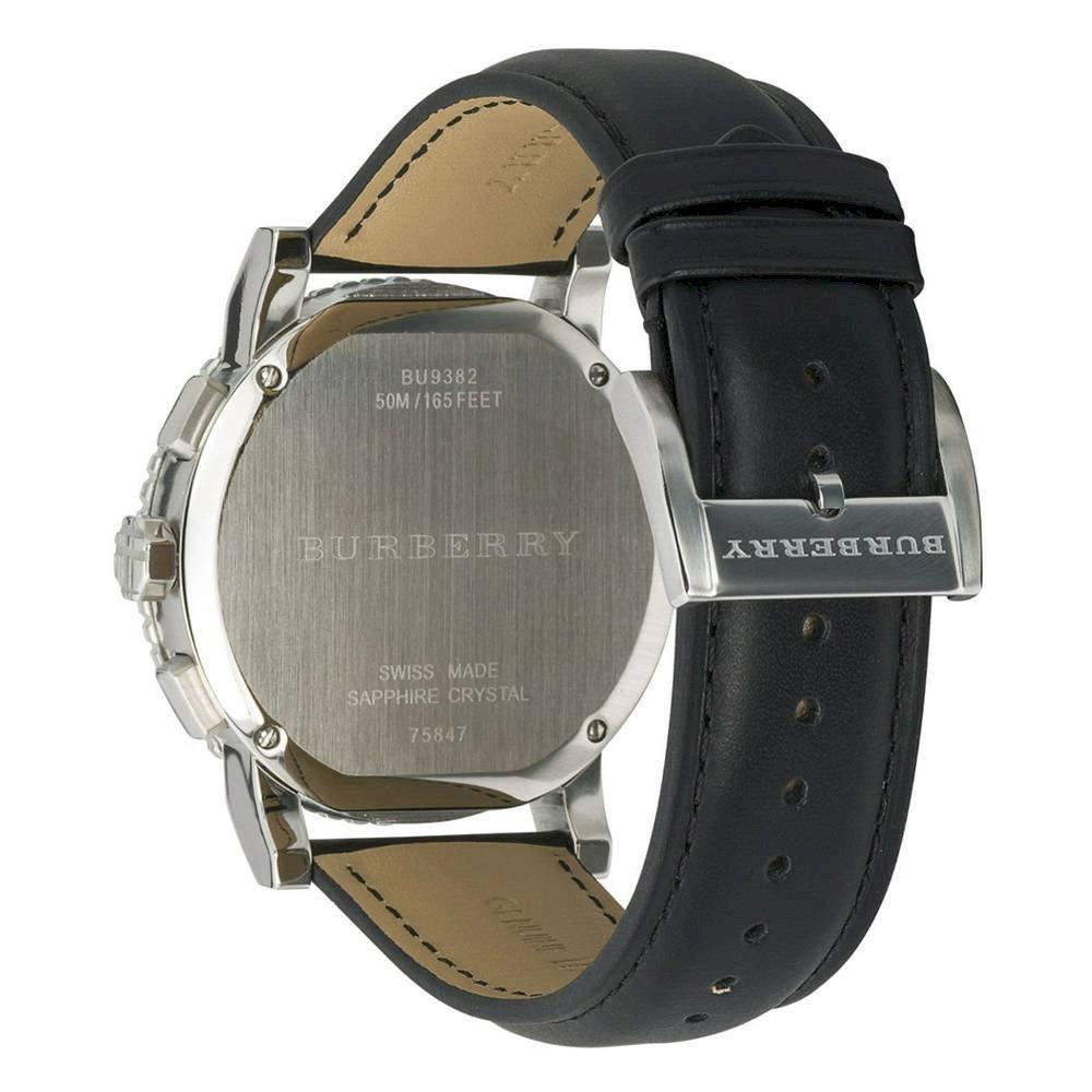 Burberry The City Black Dial Black Leather Strap Watch for Men - BU9382