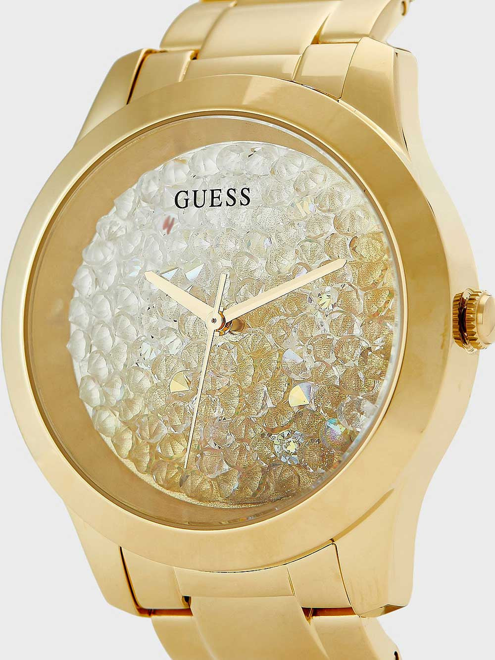 Guess Crush Gold Dial Gold Steel Strap Watch For Women - GW0020L2