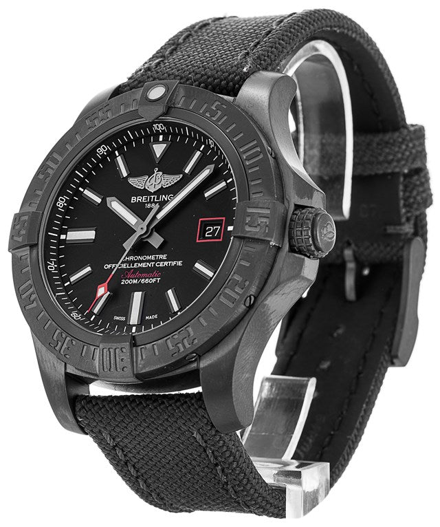 Breitling Avenger Blackbird 44mm Black Dial Black Nylon Strap Watch for Men - V1731110/BD74/109W/M20BASA.1